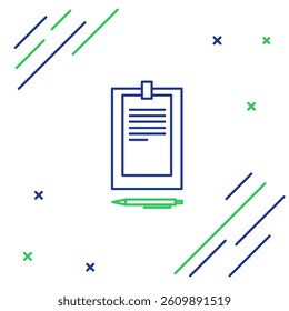 Line Clipboard with document icon isolated on white background. Colorful outline concept. Vector