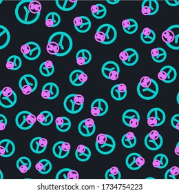 Line Clock 24 hours icon isolated seamless pattern on black background. All day cyclic icon. 24 hours service symbol.  Vector Illustration