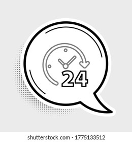 Line Clock 24 hours icon isolated on grey background. All day cyclic icon. 24 hours service symbol. Colorful outline concept. Vector