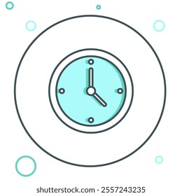 Line Clock icon isolated on white background. Time symbol. Colorful outline concept. Vector