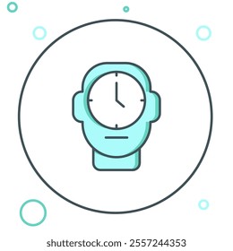Line Clock icon isolated on white background. Time symbol. Colorful outline concept. Vector
