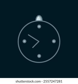 Line Clock icon isolated on black background. Time symbol. Flat filled outline style with shadow. Vector