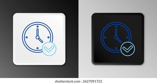 Line Clock icon isolated on grey background. Time symbol. Colorful outline concept. Vector
