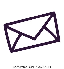 Line close paper envelope with a letter. Vector illustration isolated on white background