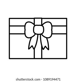 line close present gift with ribbon bow