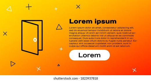 Line Closed door icon isolated on yellow background. Colorful outline concept. Vector Illustration