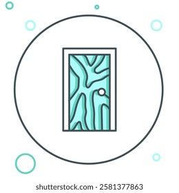 Line Closed door icon isolated on white background. Colorful outline concept. Vector