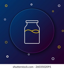 Line Closed glass bottle with milk icon isolated on blue background. Colorful outline concept. Vector