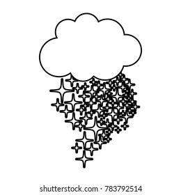 line cloud with bright stars design in the sky