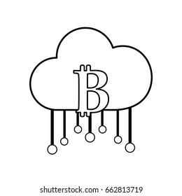 line cloud data center with bicoin symbol