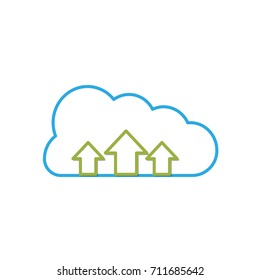 line cloud data connection with arrows up