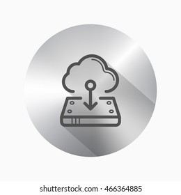 Line cloud download  icon, Vector flat long shadow design. EPS10