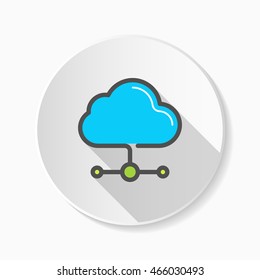 Line cloud network  icon, Vector flat long shadow design. EPS10
