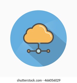 Line cloud network  icon, Vector flat long shadow design. EPS10