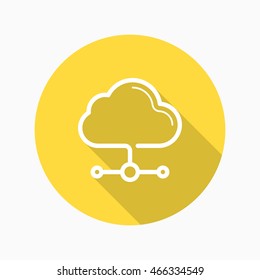 Line cloud network  icon, Vector flat long shadow design. EPS10