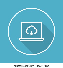 Line cloud network  icon, Vector flat long shadow design. EPS10