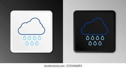 Nuvem de linha com ícone de chuva isolado em fundo cinza. Precipitação de nuvens de chuva com gotas de chuva. Conceito de contorno colorido. Vetor