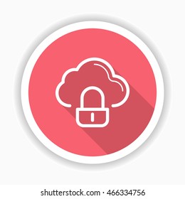 Line cloud safty  icon, Vector flat long shadow design. EPS10