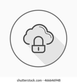Line cloud safty  icon, Vector flat long shadow design. EPS10