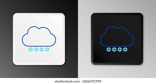 Line Cloud with snow icon isolated on grey background. Cloud with snowflakes. Single weather icon. Snowing sign. Colorful outline concept. Vector