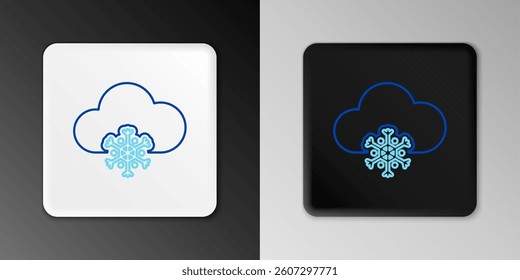 Line Cloud with snow icon isolated on grey background. Cloud with snowflakes. Single weather icon. Snowing sign. Colorful outline concept. Vector
