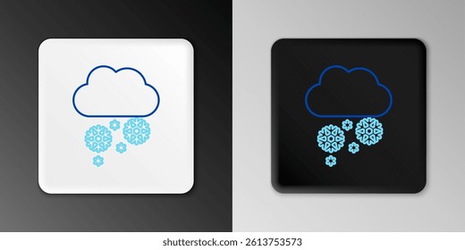 Line Cloud with snow icon isolated on grey background. Cloud with snowflakes. Single weather icon. Snowing sign. Colorful outline concept. Vector