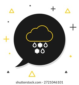 Line Cloud with snow and rain icon isolated on white background. Weather icon. Colorful outline concept. Vector