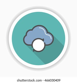 Line cloud sync  icon, Vector flat long shadow design. EPS10