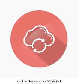 Line cloud sync  icon, Vector flat long shadow design. EPS10
