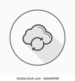Line cloud sync  icon, Vector flat long shadow design. EPS10