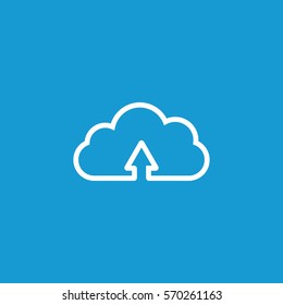 line cloud upload icon on blue background to use in web and mobile UI