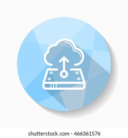 Line cloud upload  icon, Vector flat long shadow design. EPS10