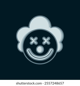 Line Clown head icon isolated on black background. Flat filled outline style with shadow. Vector