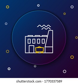 Line Coal power plant and factory icon isolated on blue background. Energy industrial concept. Coal power station. Colorful outline concept. Vector
