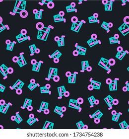 Line Cocktail icon isolated seamless pattern on black background.  Vector Illustration