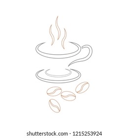 Line coffee bean icon. Flat pictogram, business, marketing, internet concept. Coffee cup icon. Cup with fragrant coffee for cafe or restaurant design.