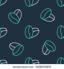 Line Coffee beans icon isolated seamless pattern on black background.  Vector