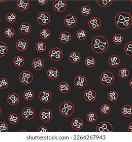 Line Coffee cup to go icon isolated seamless pattern on black background.  Vector