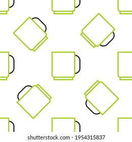 Line Coffee cup icon isolated seamless pattern on white background. Tea cup. Hot drink coffee.  Vector Illustration