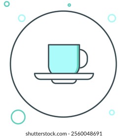 Line Coffee cup icon isolated on white background. Tea cup. Hot drink coffee. Colorful outline concept. Vector