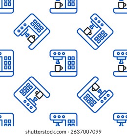 Line Coffee machine icon isolated seamless pattern on white background. Colorful outline concept. Vector