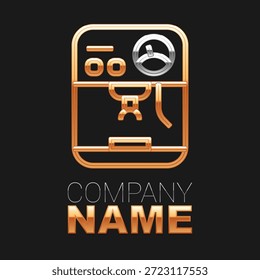 Icono de la máquina de café aislado sobre fondo negro. Concepto de contorno colorido. Vector