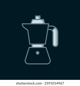 Line Coffee maker moca pot icon isolated on black background. Flat filled outline style with shadow. Vector