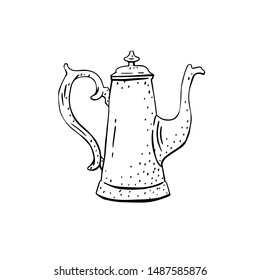 line coffee pot isilated on white