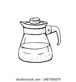 line coffee pot isilated on white