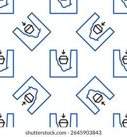 Line Coffin in grave icon isolated seamless pattern on white background. Funeral ceremony. Colorful outline concept. Vector