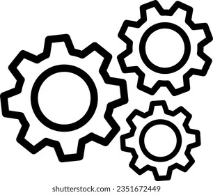 Line cogwheel icon as engineering or industry machine