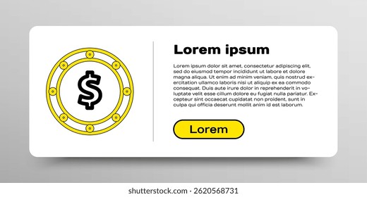 Line Coin money with dollar symbol icon isolated on white background. Banking currency sign. Cash symbol. Colorful outline concept. Vector
