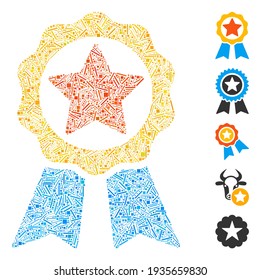 Icono del vector de sellado de premio de grupo de línea