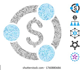 Line Collage based on financial collaboration icon. Mosaic vector financial collaboration is created with scattered line spots. Bonus icons are added.